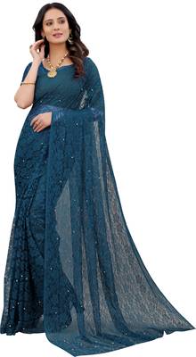 Rama Self Design Bollywood Net Saree 1