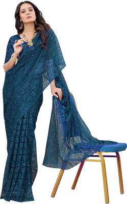 Rama Self Design Bollywood Net Saree 2