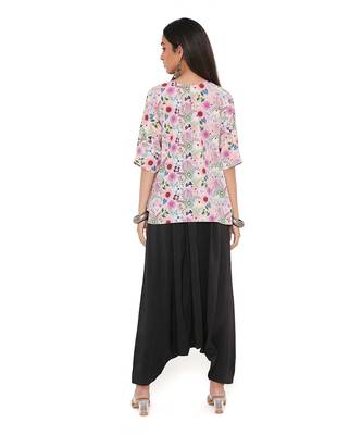 Pink Spring Floral Garden Print Art Crepe Short Maya Tunic 4