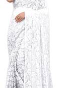 White Self Design Bollywood Net Saree
