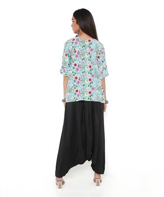 Aqua Spring Floral Garden Print Art Crepe Short Maya Tunic 4