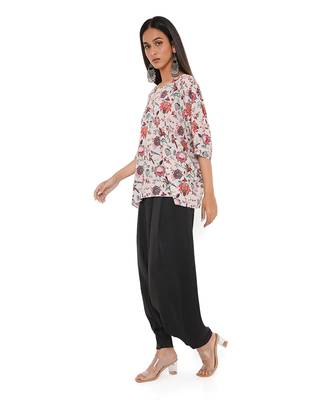 Khaki Chidiya Print Art Crepe Short Maya Tunic 2