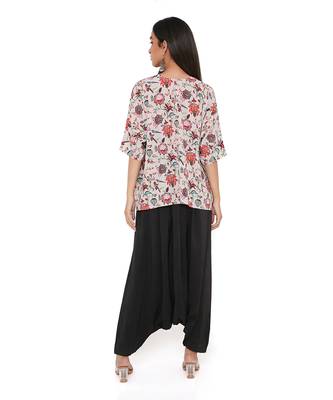 Khaki Chidiya Print Art Crepe Short Maya Tunic 4