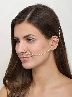 Runjhun Hoop Kundan Spring Nosering For Women And Girl 1