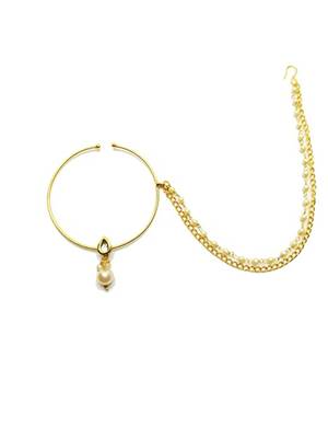 Runjhun Hoop Kundan Spring Gold Nosering For Women And Girl 2