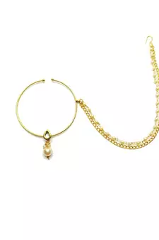 Runjhun Hoop Kundan Spring Gold Nosering For Women And Girl