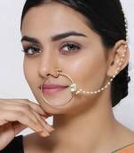 Runjhun Hoop Kundan Gold Spring Nosering For Women And Girl