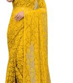 Yellwo Self Design Bollywood Net Saree