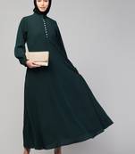 MRC women latest style double side pocket show button A-line abaya burqa