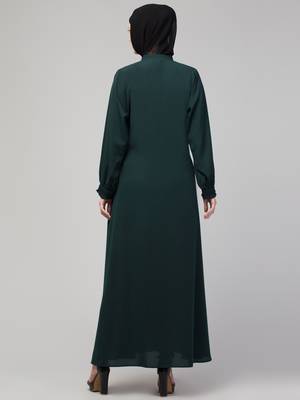 MRC women latest style double side pocket show button A-line abaya burqa 2