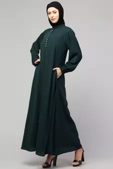 MRC women latest style double side pocket show button A-line abaya burqa