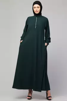 MRC women latest style double side pocket show button A-line abaya burqa