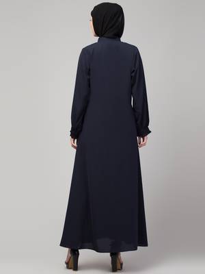  women latest style double side pocket show button A-line design abaya  2