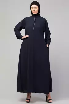  women latest style double side pocket show button A-line design abaya 