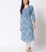 MATINE Women Blue Designer Yoke  Straight Kurti