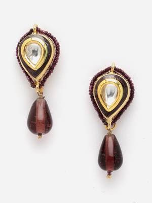 Maroon pearl earrings 3