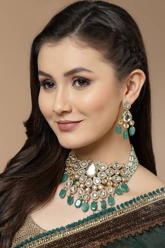 Green pearl earrings