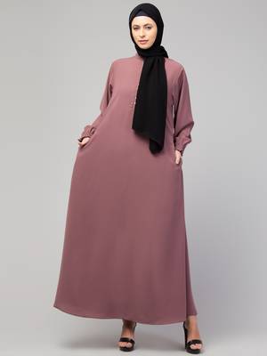  women latest style double side pocket  A-line abaya  4