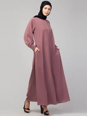  women latest style double side pocket  A-line abaya  5
