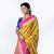 Kanjivaram saree in mustard color with contravention border and zari motifs