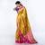 Kanjivaram saree in mustard color with contravention border and zari motifs