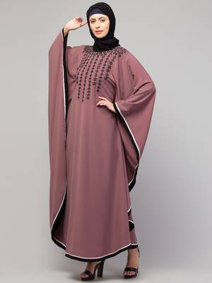 Women new latest style embroidered wear girl stylish simple Abaya  kaftan 3