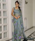 Lily Handpainted Chiffon Saree with Blouse