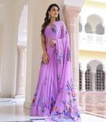 Holly Handpainted  Chiffon Saree with Blouse