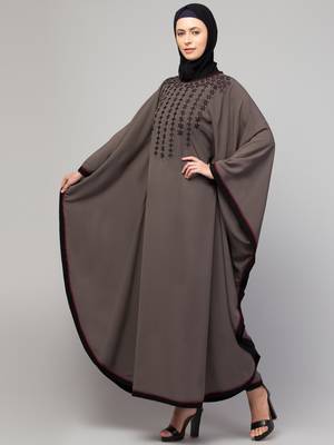 Women new latest style embroidered girl stylish simple Abaya  kaftan 3