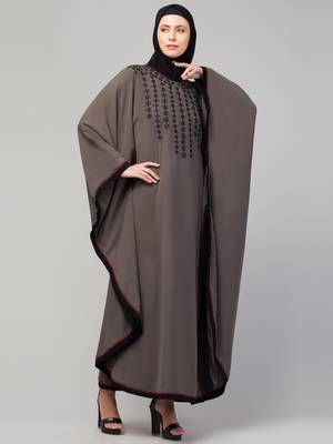 Women new latest style embroidered girl stylish simple Abaya  kaftan 4
