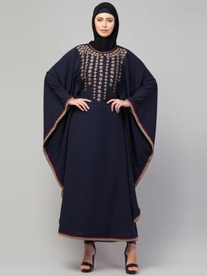 Women latest style embroidered girl stylish simple Abaya kaftan 1