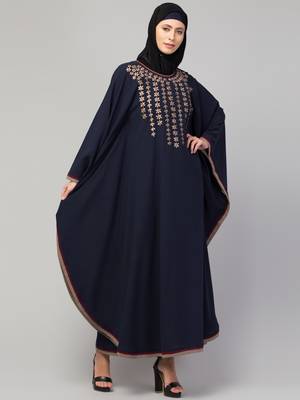Women latest style embroidered girl stylish simple Abaya kaftan 3