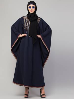 Women latest style embroidered girl stylish simple Abaya kaftan 4