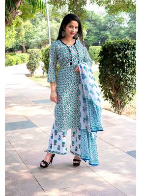 Shri Krishna Fabric Women's Printed Stiched Kurti Set 1
