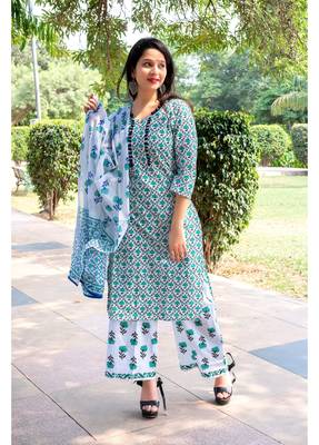 Shri Krishna Fabric Women's Printed Stiched Kurti Set 2