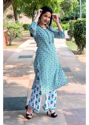 Shri Krishna Fabric Women's Printed Stiched Kurti Set 3