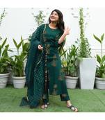 Shri Krishna Fabric Jaipuri Gold Printed A-Line Kurti With Palazzo & Dupatta Set