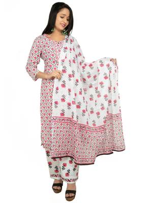 Women's Rayon Printed Kurti With Palazzo & Dupatta Set 1