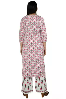 Women's Rayon Printed Kurti With Palazzo & Dupatta Set