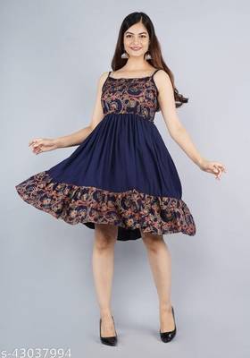 Women's Rayon Printed Fit & Flared Dress 1