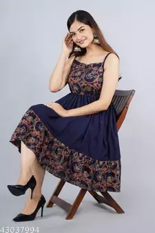Women's Rayon Printed Fit & Flared Dress