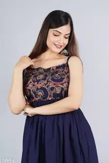 Women's Rayon Printed Fit & Flared Dress