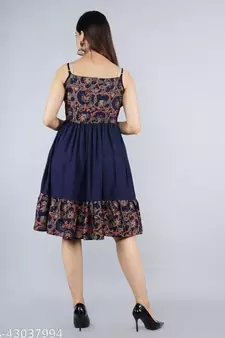 Women's Rayon Printed Fit & Flared Dress