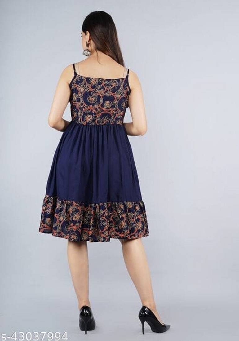 Women's Rayon Printed Fit & Flared Dress