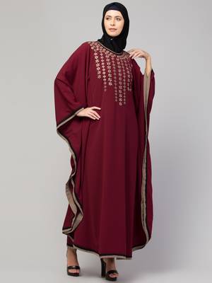 Women latest style embroidered stylish simple Abaya Kaftan 3