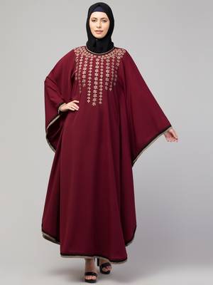 Women latest style embroidered stylish simple Abaya Kaftan 4