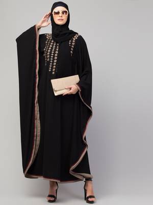 Women latest style Simple embroidered dress stylish Abaya kaftan 1
