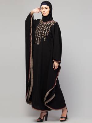 Women latest style Simple embroidered dress stylish Abaya kaftan 3