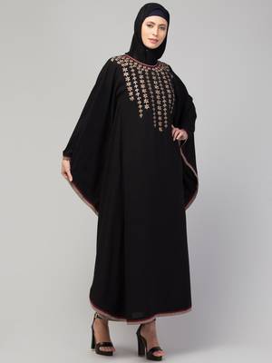 Women latest style Simple embroidered dress stylish Abaya kaftan 4