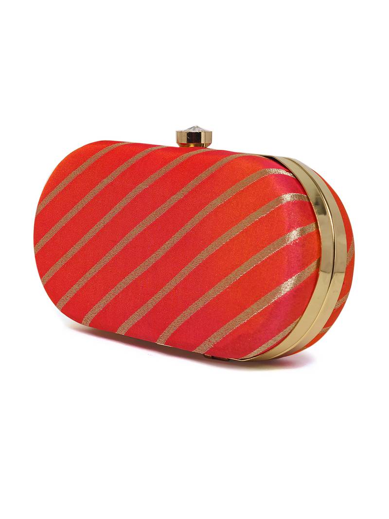 Red Traditional Clutch Box With Chain Strap